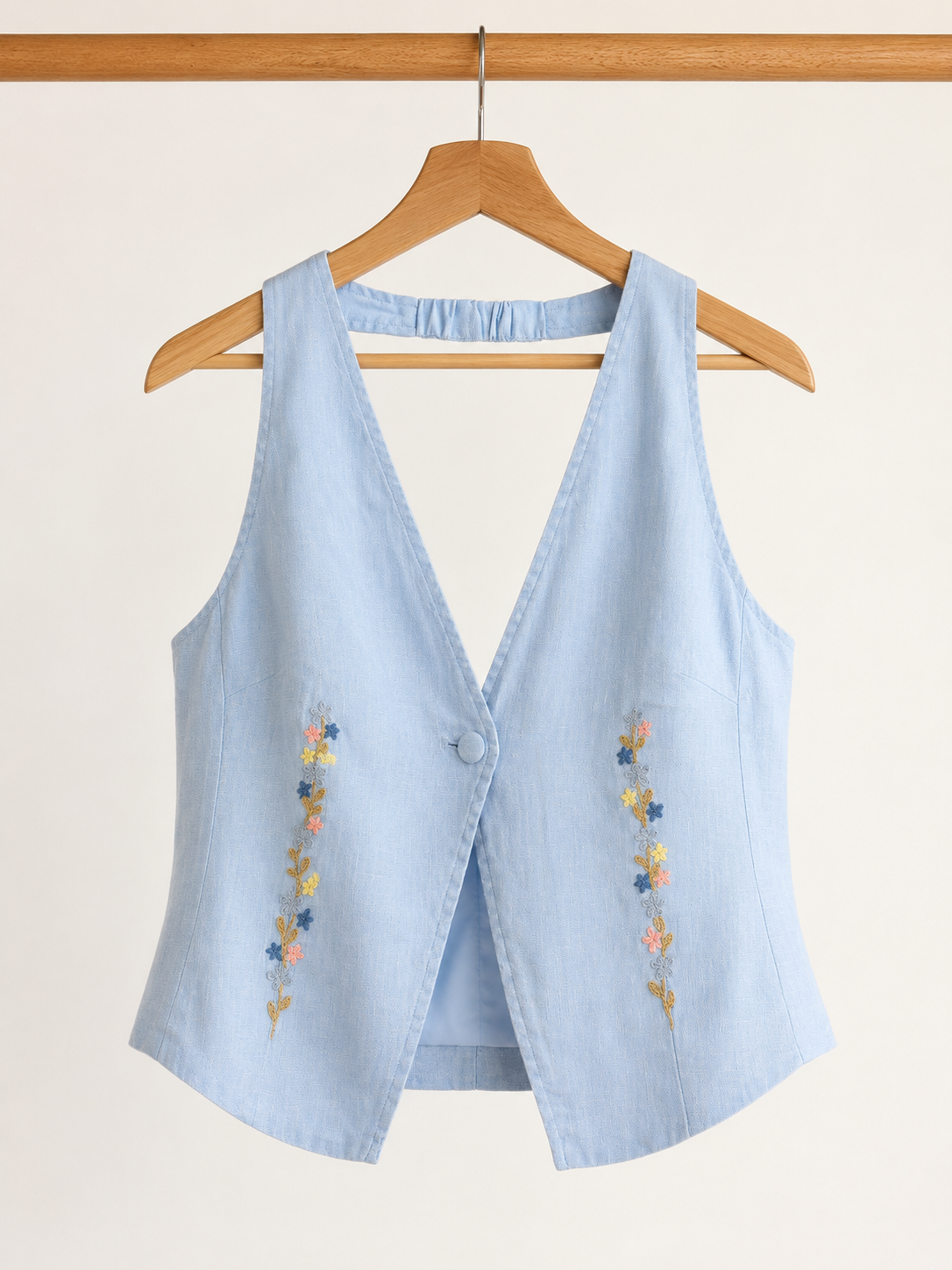 Celeste Hand-Embroidered Linen Top