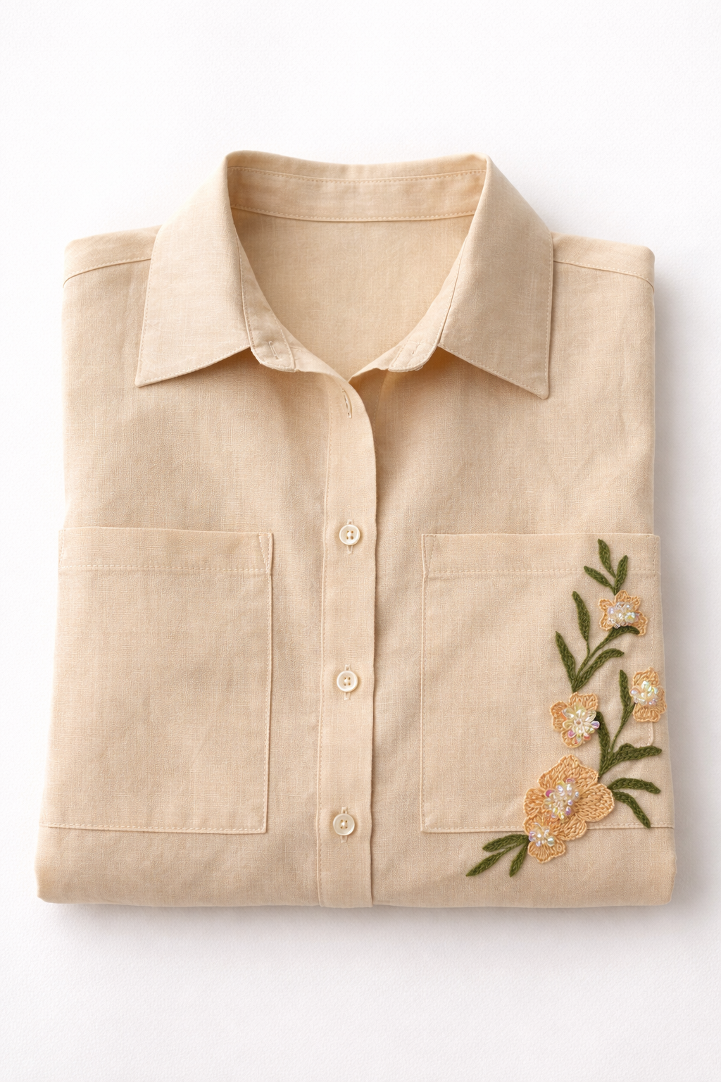Soleil Ramie Shirt — Hand-Embroidered