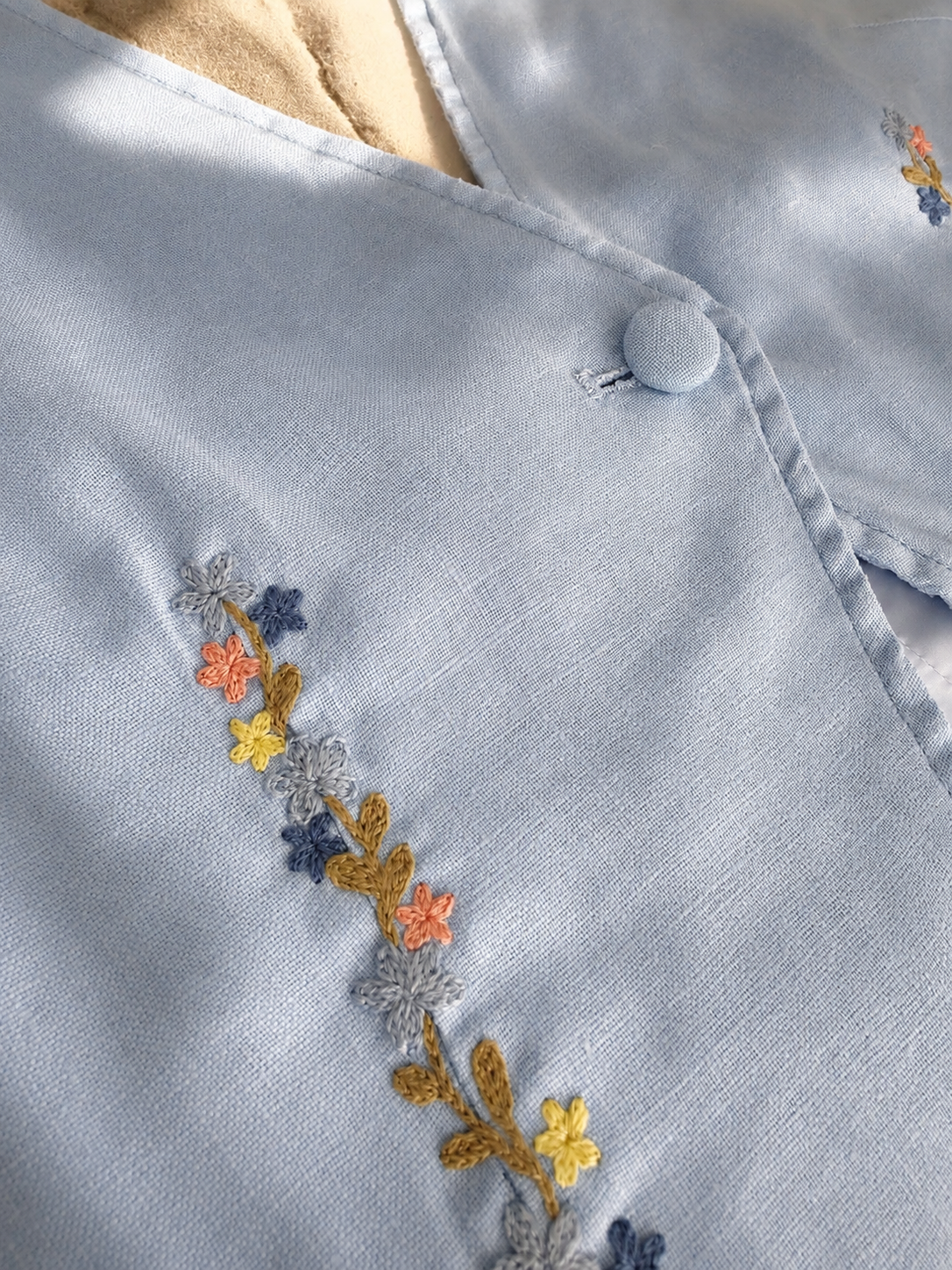 Celeste Hand-Embroidered Linen Top