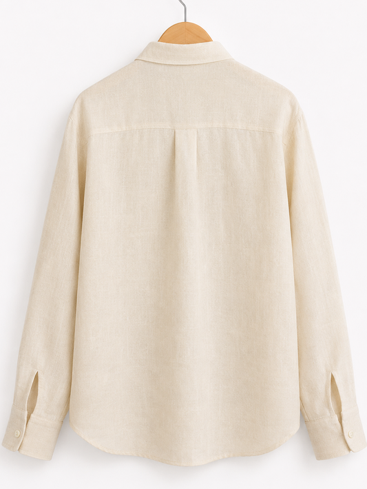 Ivory Garden Linen Shirt — Hand-Embroidered